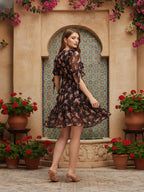 Black and Pink Floral Women's Dress