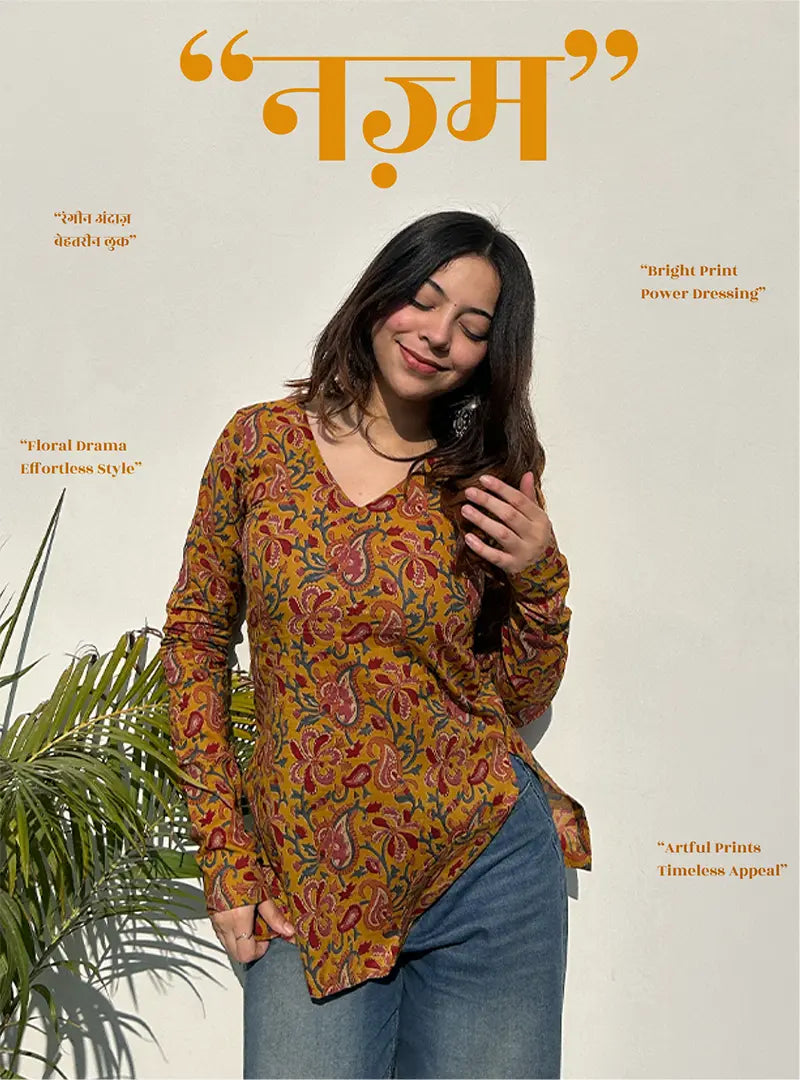 Nazam Straight Sleeves Kurti by Evara