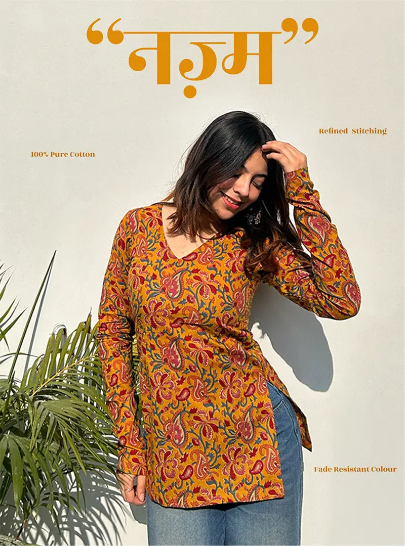 Nazam Straight Sleeves Kurti by Evara