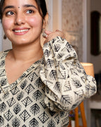 Eira - white V neck short Kurti for women
