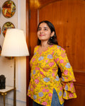 Basanti - Floral short kurti for women
