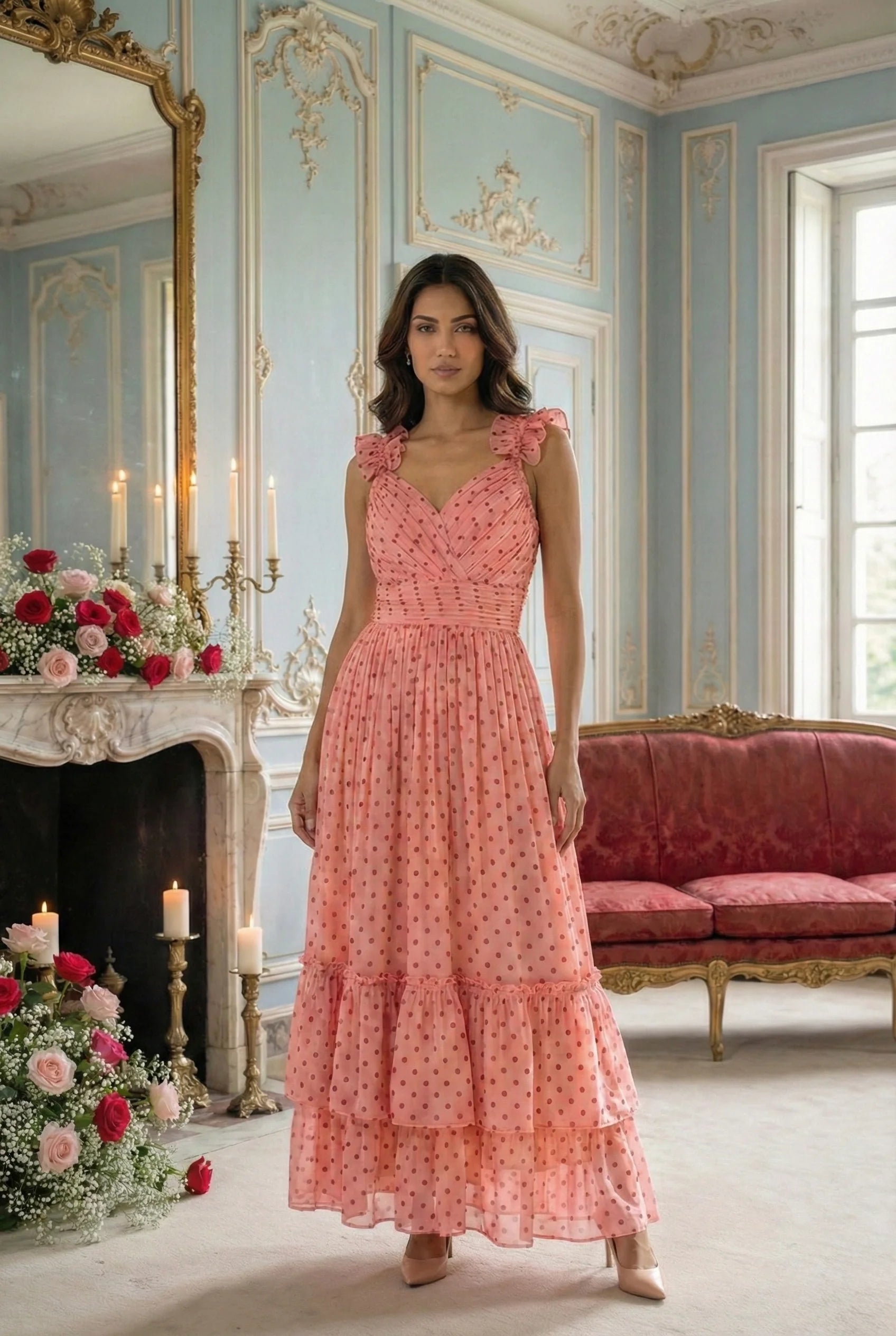 Vintage Whisper Polka Maxi