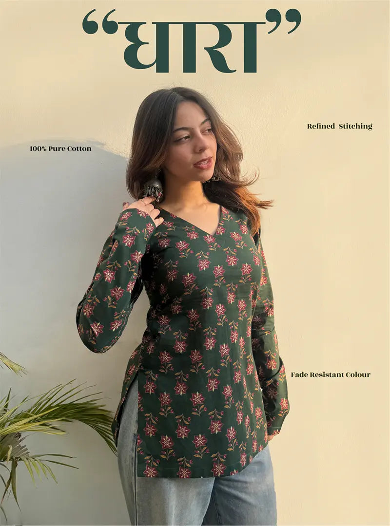 Dhaara Straight Sleeves Kurti by Evara