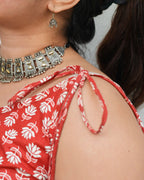 Aarohi - Orange lotus print short kurti for women