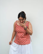 Aarohi - Orange lotus print short kurti for women