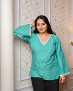 Reva – Floral Sleeves, Flowy Vibes short kurti for women