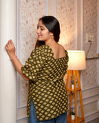 Vaidehi - olive green short Kurti for women
