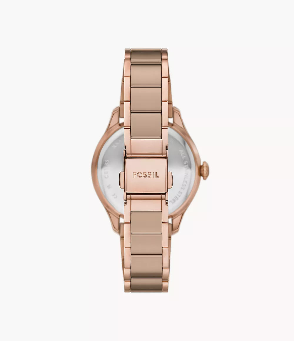 Gilmore Three-Hand Date Rose Gold-Tone and Brown Ceramic Watch