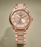 Gilmore Three-Hand Date Rose Gold-Tone and Brown Ceramic Watch
