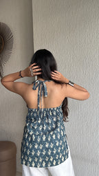 Leafy backless short kurti