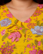 Basanti - Floral short kurti for women