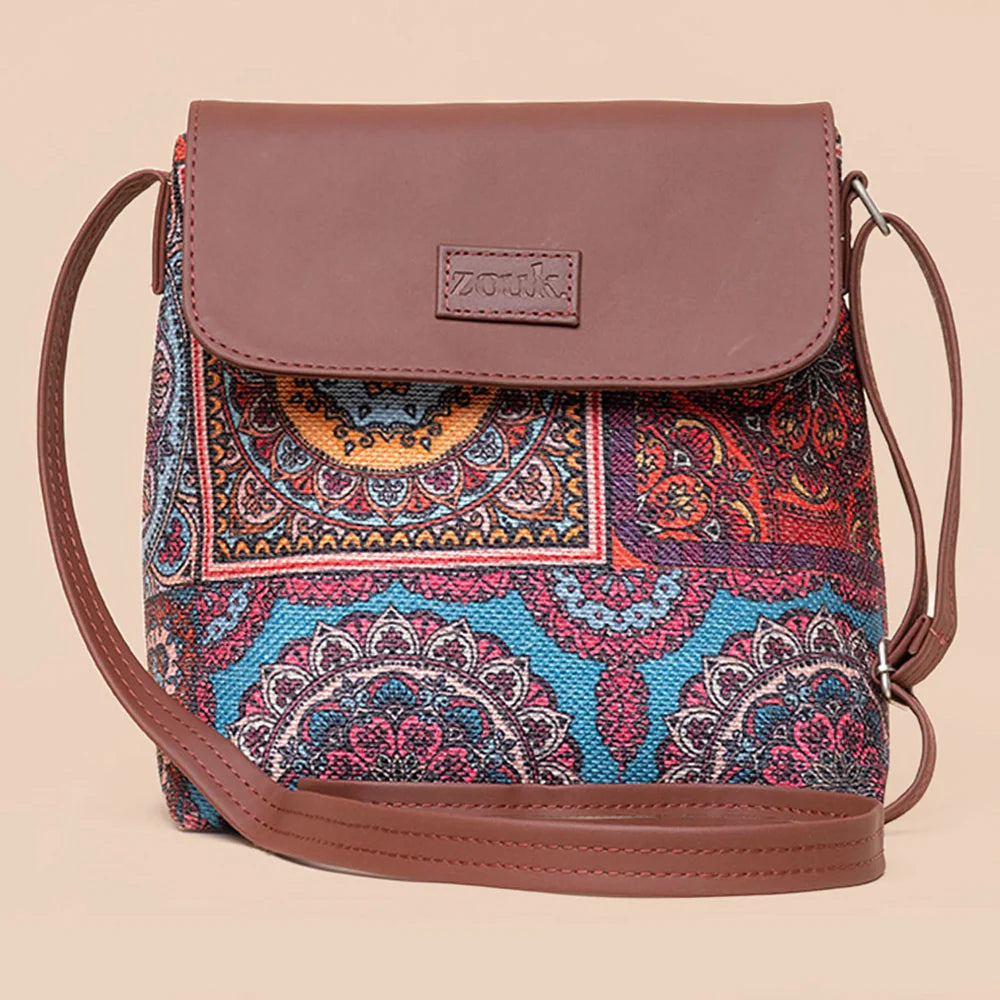 Multicolor Mandala Print - Women's Office Bag & Flap Sling Bag Combo