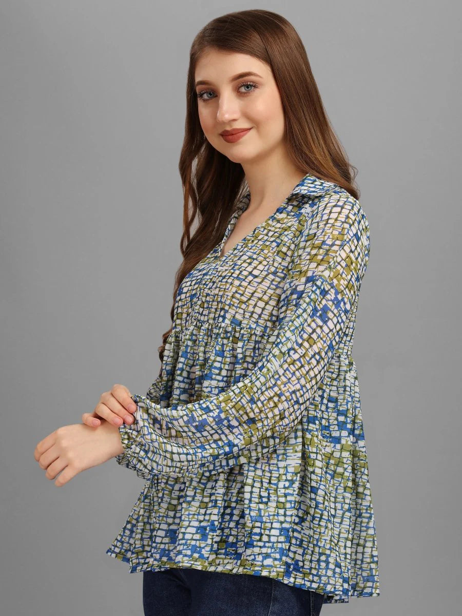 Abstract Geometrical Printed Women's Top