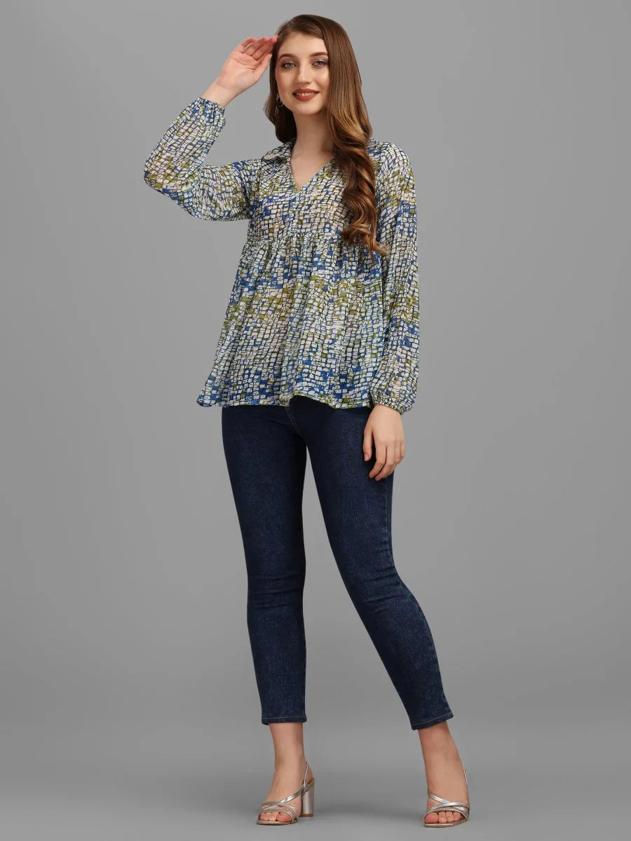 Abstract Geometrical Printed Women's Top