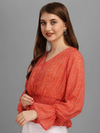 Bright Red Minimal Women's Tops