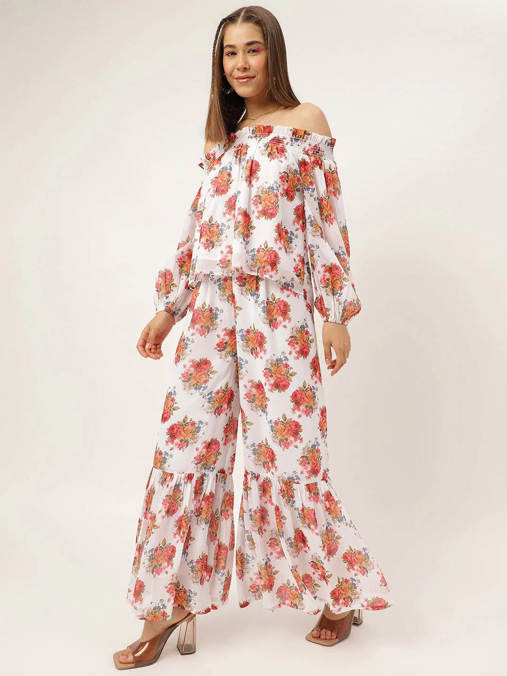 Co-Ords for Women White Floral