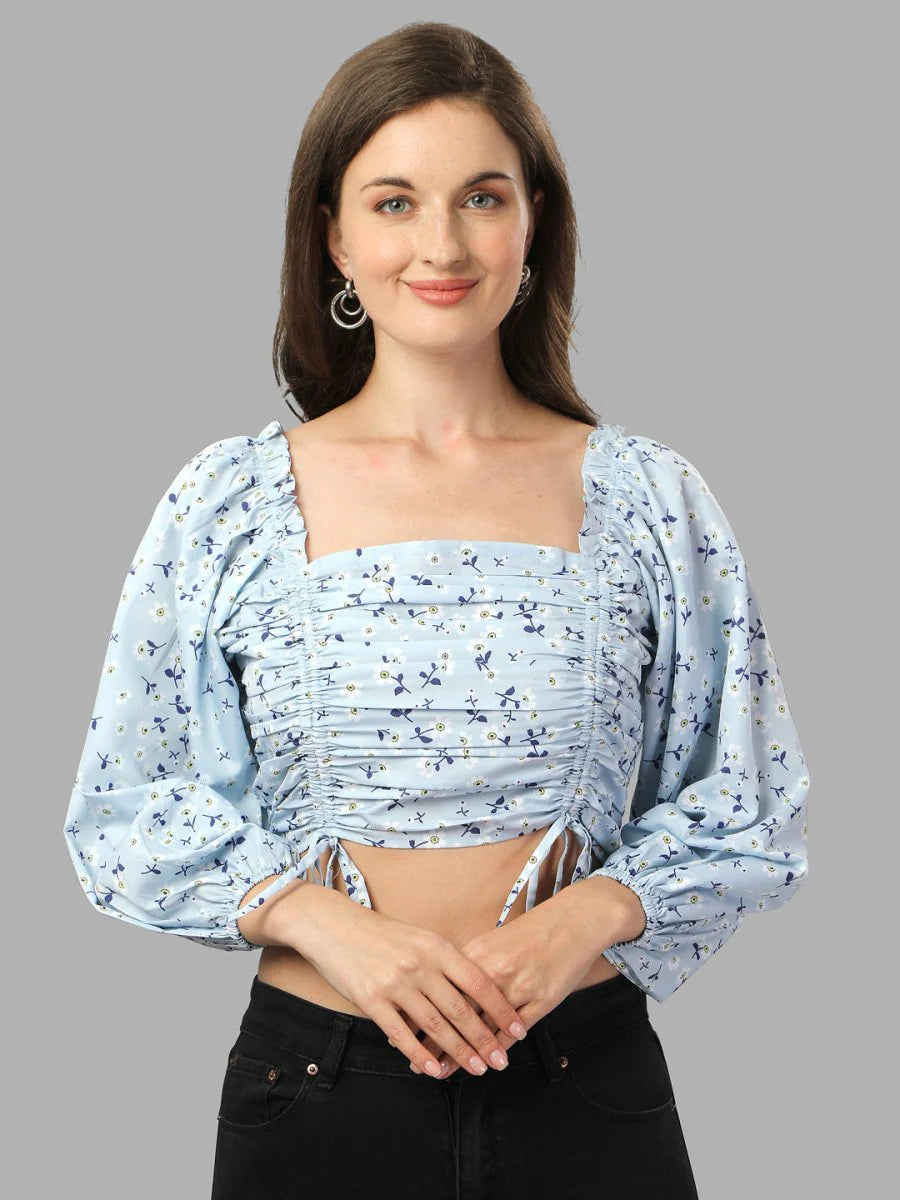 Crop top for Women western wear sky blue