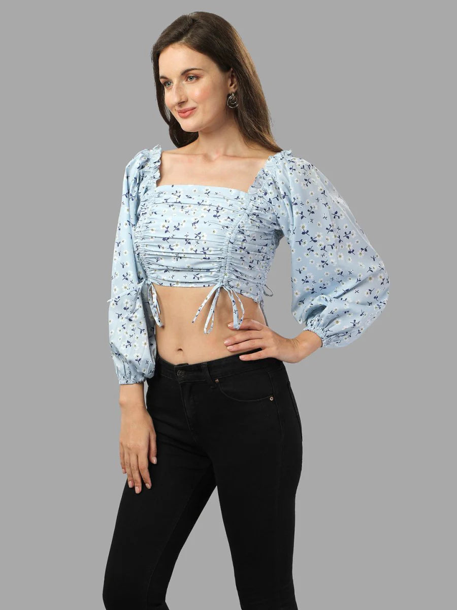 Crop top for Women western wear sky blue