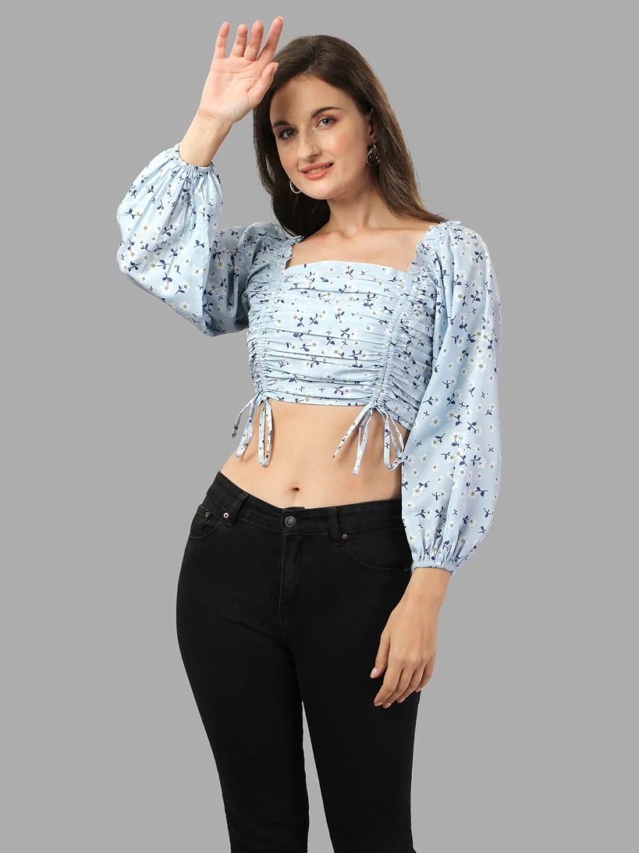 Crop top for Women western wear sky blue