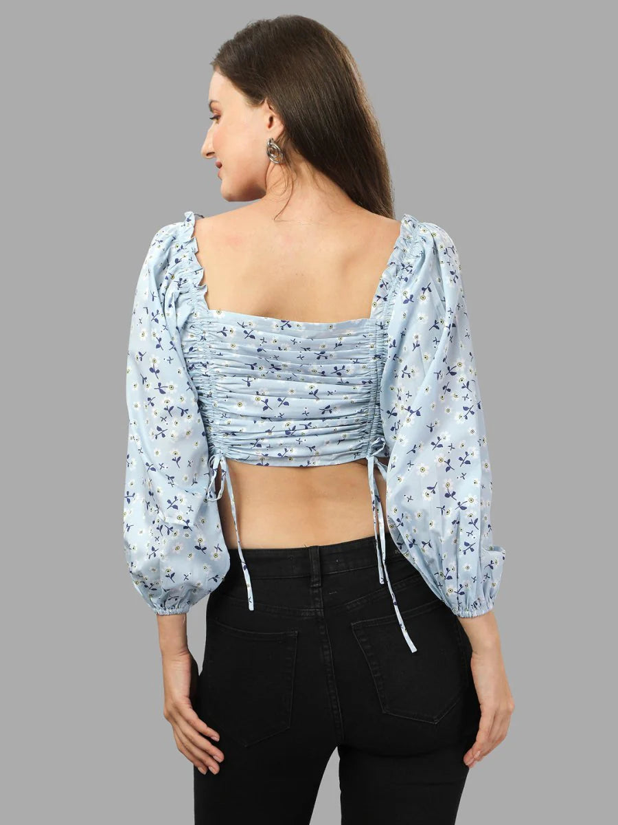 Crop top for Women western wear sky blue