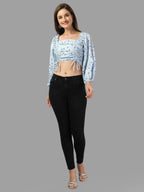 Crop top for Women western wear sky blue
