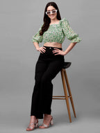 crop tops for Women western wear green