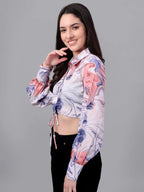 crop tops for Women western wear Marble Pink