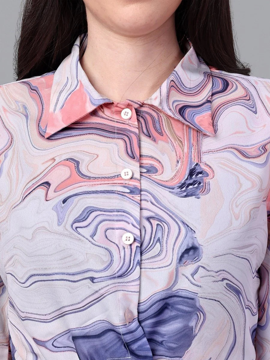 crop tops for Women western wear Marble Pink