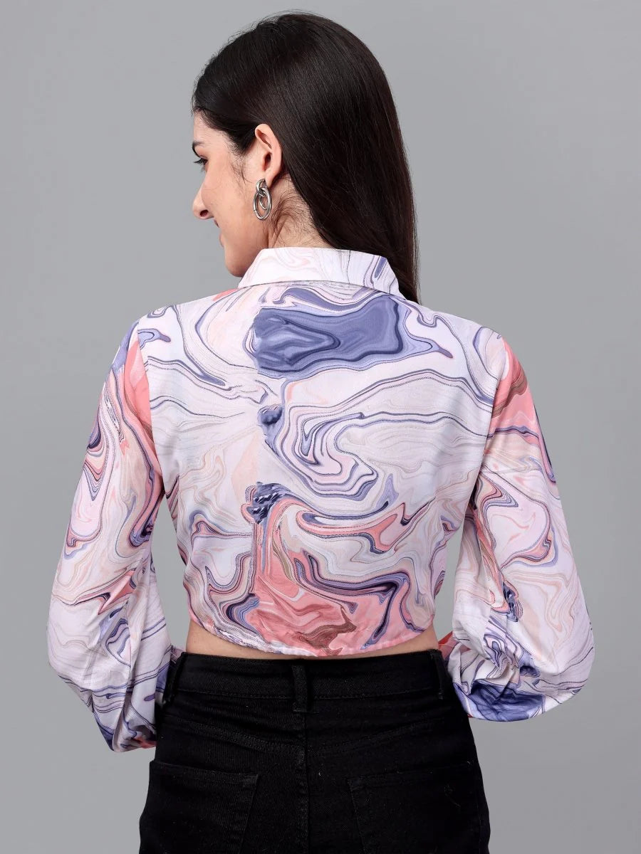 crop tops for Women western wear Marble Pink