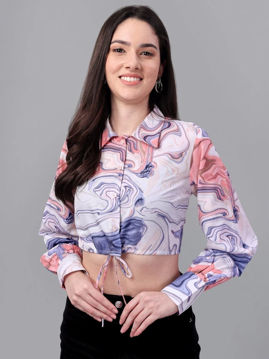 crop tops for Women western wear Marble Pink