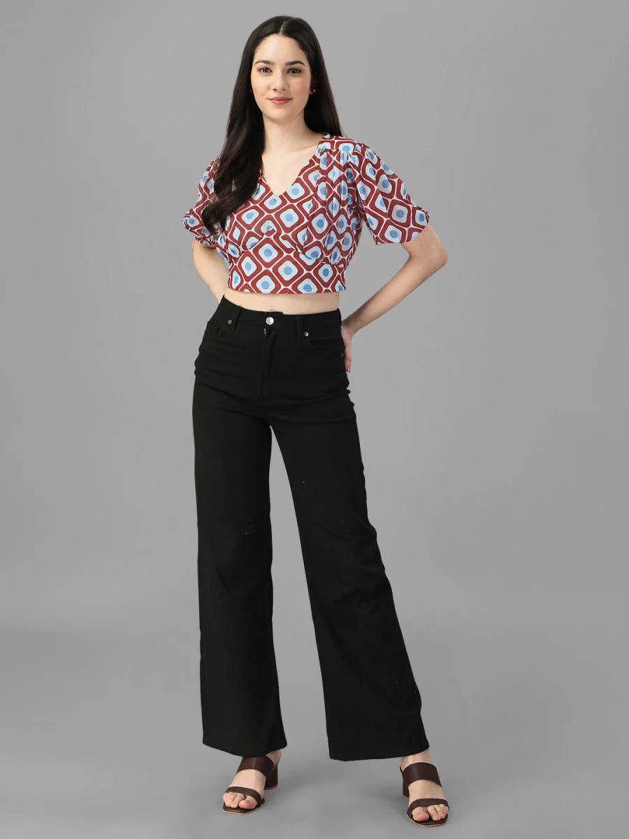 Crop tops for Women western wear Maroon