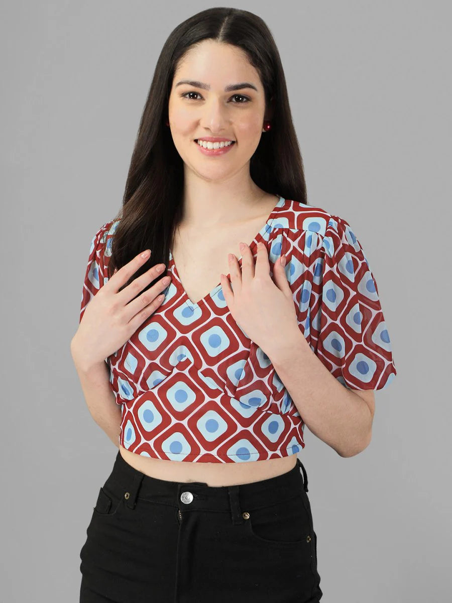 Crop tops for Women western wear Maroon