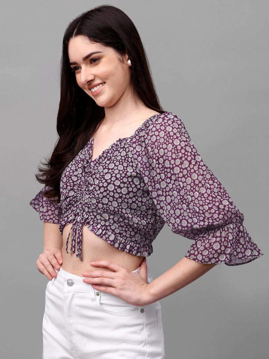 Crop tops for Women western wear purple