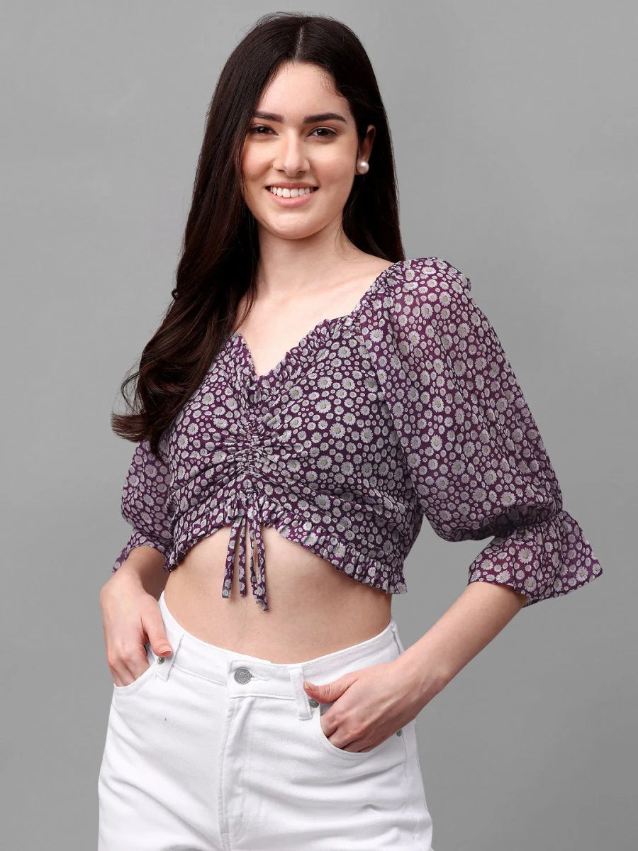 Crop tops for Women western wear purple