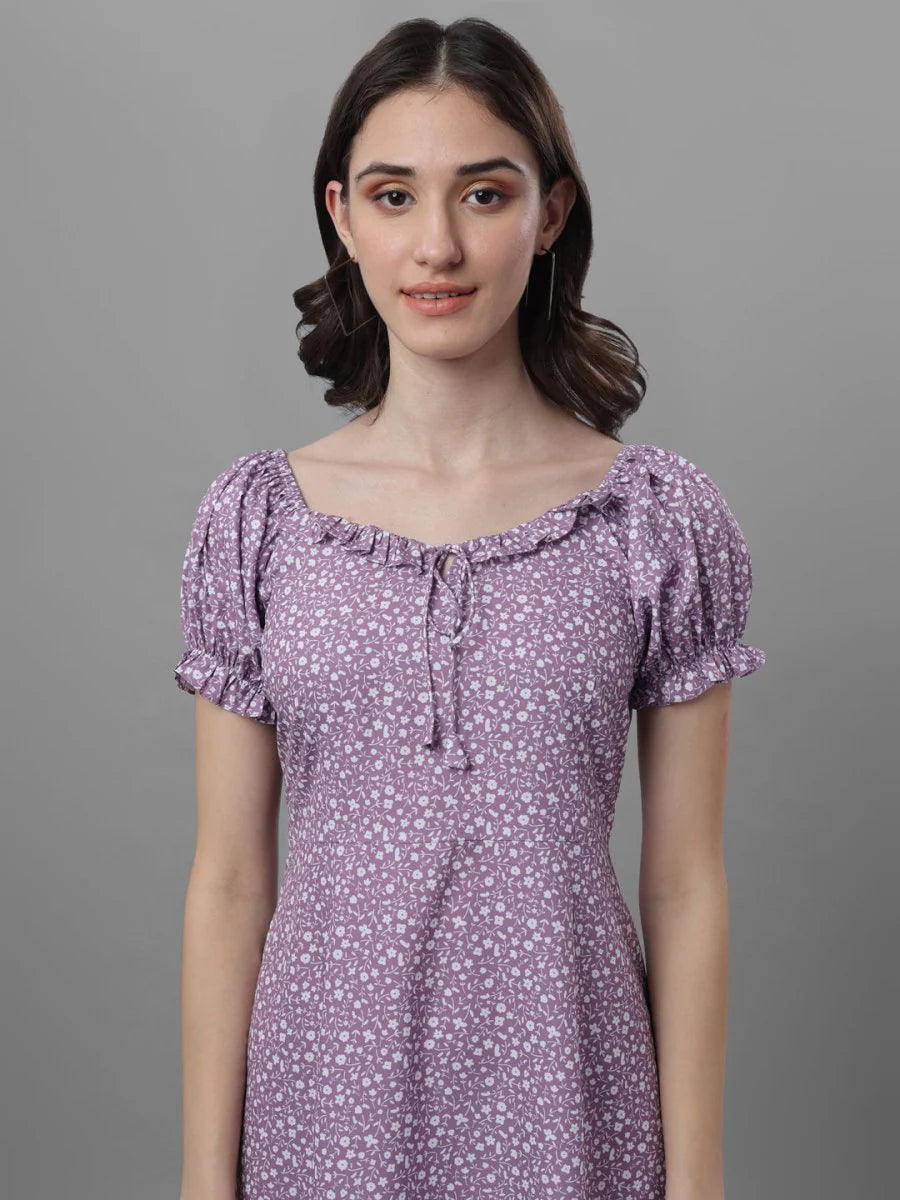 Dresses for Women western wear floral Purple