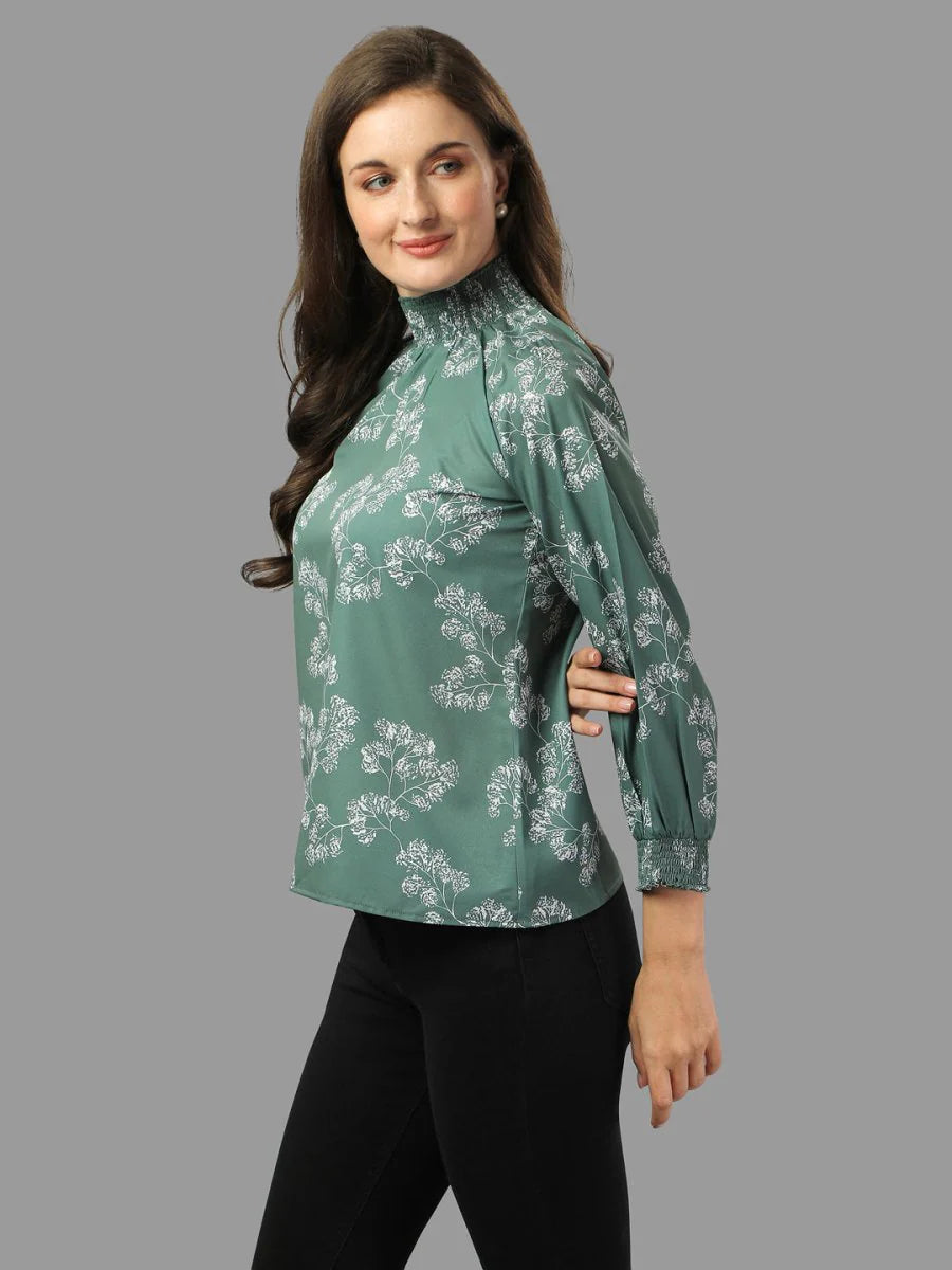 tops for Women western wear green
