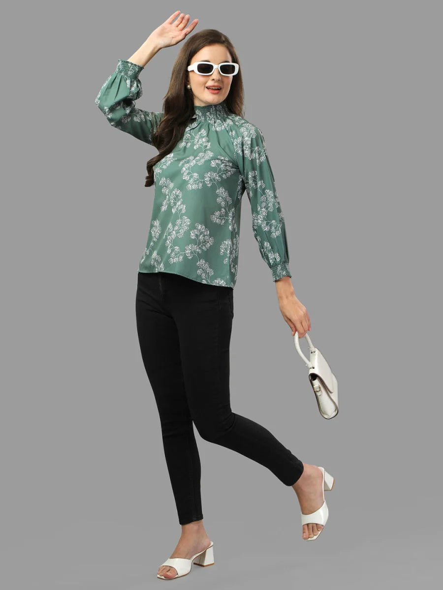 tops for Women western wear green