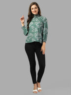 tops for Women western wear green