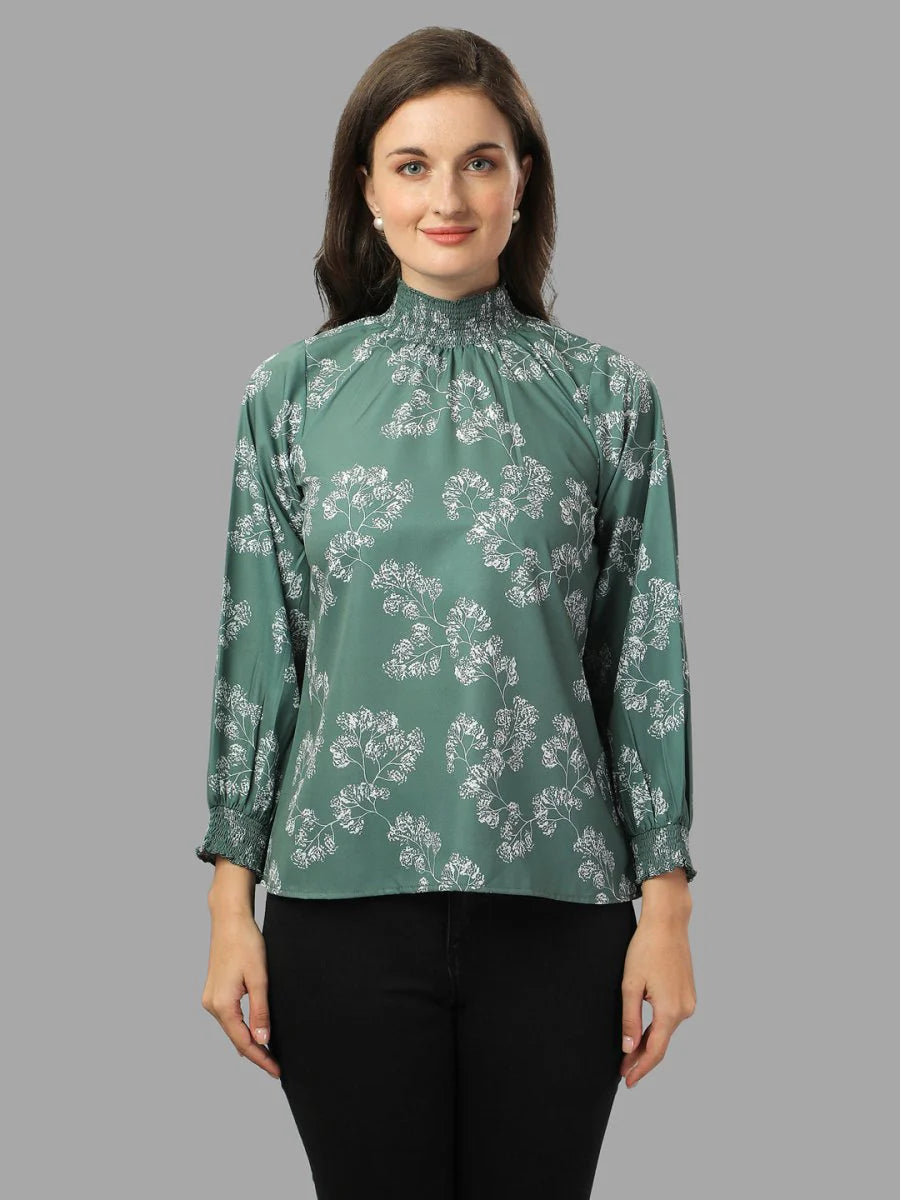 tops for Women western wear green