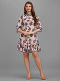 Pink Coloured Floral Women's Dress